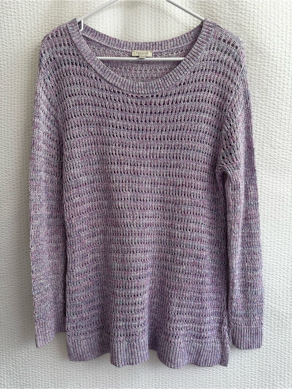 Talbots Women’s Purple Open Knit Scoop Neck Sweater Size: Medium Petite